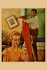 Wife sews while a man hangs a picture Poster Print by Home Arts - Item # VARBLL0587247231