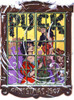 Illustration shows two women helping Puck hang Christmas decorations; they have used holly to form the name of the magazine "Puck" at the top of a window.  Art by Frank Arthur Nankivel. Poster Print by Frank A. Nankivel - Item # VARBLL0587357762