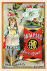 Victorian trade card for Patapsco Baking Powder. A girl among flowers stands next to an oversized baking powder.  Made by Smith, Hanway & Co. of Baltimore, Maryland. Poster Print by unknown - Item # VARBLL0587391588