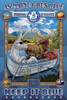The Blue Donkey rests in a Boat named Maine Democratic Pa.  In the background is there is a moose, mountains and the beautiful scenery of the state. Poster Print by Richard Kelly - Item # VARBLL0587206004