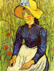 Young Peasant Woman with Straw Hat Sitting in the Wheat Poster Print - Item # VARBLL058750358L