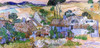 Thatched Cottages by a Hill Poster Print