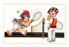 Adorable children playing tennis on this vintage postcard. Poster Print by unknown - Item # VARBLL0587008458