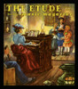 Cover art from the February 1946 edition of Etude magazine showing a woman playing a piano at church as three children sing hymns. Poster Print by Helen Stuart - Item # VARBLL0587435879 Cover art from the February 1946 edition of Etude magazine showing a woman playing a piano at church as three children sing hymns. Poster Print by Helen Stuart - Item # VARBLL0587435879