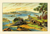 A pre-historic scene on the coastline with sea serpents, pteradons and other creatures. Poster Print by unknown - Item # VARBLL0587179171