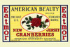 Crate label for half a standard barrel of cranberries from New Jersey and sold by Eatmor packing. Poster Print by unknown - Item # VARBLL0587335254