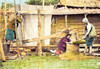 Man powered rice grinding to remove husks.  This image is from a collection of hand tinted Meiji era photographs from Japan that were published and bound in a rice paper book in multiple volumes. Poster Print by Suzuki - Item # VARBLL0587022221