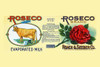 Original can label for Evaporated Milk showing a cow and rose. Poster Print by unknown - Item # VARBLL0587336188