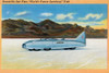 A linen postcard of the Blue Bird race car making a world record attempt on the Bonnieville Salt Flats, also known as the World's fastest speedway - near Great Salt Lake, Utah. Poster Print by unknown - Item # VARBLL0587275782