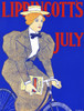 A woman is riding a bicycle while holding a magazine. Poster Print - Item # VARBLL0587416122
