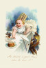 Victorian trade card for Heckers.  Showing a baby reaching for food.  "He Knows a Good Thing when he sees it." Poster Print by EHK - Item # VARBLL0587391693