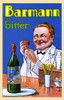 Early European liquor label for Barmann Bitter showing a bartender with a glass and the bottle. Poster Print by unknown - Item # VARBLL0587382546