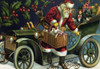 Santa Clause leaving an old Car with a Basket of Gifts Poster Print - Item # VARBLL0587394072