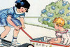 A little girl pulls her baby sister in a wagon. Poster Print by Julia Letheld Hahn - Item # VARBLL0587274611