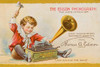 A very early advertisment for the  phonograph, a record player, invented by Thomas Alva Edison.  The ad shows a boy attacking the machine with a hatchet. Poster Print by unknown - Item # VARBLL0587319089