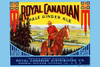 A royal Canadian mounty on horseback is the focal point of this soda label for ginger ale. Poster Print by unknown - Item # VARBLL0587334118