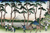 Travelers move along the Tokaido Road with a Sedan chair and horses Poster Print by Katsushika  Hokusai - Item # VARBLL0587232889