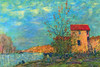 River secen with a mill in Moret Poster Print by Alfred  Sisley - Item # VARBLL0587263091