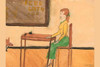 A woman sits at a school desk in a classroom. Poster Print by Norma Kramer - Item # VARBLL0587247940
