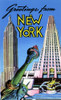 A great Art Deco postcard sold to tourists who visited the city of New York.  Showing famous landmarks of the great city. Poster Print by Curt Teich & Company - Item # VARBLL0587382236