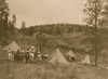 Five tents erected in a clearing, Edward S. Curtis in center, Spokane men and women on horseback on the left. Poster Print - Item # VARBLL058747630L