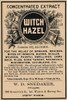 A bottle label for Witch Hazel.  At the time this was the go to cure for many dermatological ailments.  Offering relief from piles, bruises, scalds, burns, rheumatism, insect bites, etc. Poster Print by unknown - Item # VARBLL0587267844