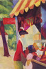 woman with a red jacket and child stand before the window of a milliner's shop Poster Print by August Macke - Item # VARBLL058725730x