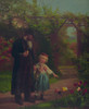 Bearded man and small girl looking at flowers along path. Poster Print - Item # VARBLL058759756L