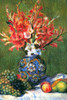 Still Life with Gladiolas in a floral Blue Vase, bunches of grapes, peaches and pears on the side. Poster Print by Pierre-August  Renoir - Item # VARBLL0587254815