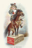 Victorian trade card for B.T. Babbit's Baking Powder.  The title "First in the Race" has a little girl on horseback as the horse stands upon a box of the baking powder. Poster Print by unknown - Item # VARBLL0587391898