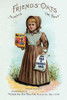 A Victorian trade card advertising "Friends' Oats" using a little Quaker girl as there trademark.  Made in Muscatine Iowa. Poster Print by unknown - Item # VARBLL0587268905
