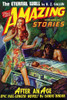 A pulp magazine cover from November 1942 about futuristic people from the past waking in a future world that regressed back to the stone age. Poster Print by Robert Gibson Jones - Item # VARBLL0587278579