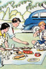 A family sits down for a picnic in the park. Poster Print by Julia Letheld Hahn - Item # VARBLL0587275138