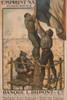 Three men on a scaffold attaching a French flag to the top of a building's spire. Poster Print - Item # VARBLL058748463L