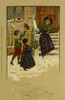 Woman Greeting Children In The Snow Poster Print By Mary Evans Picture Library/Peter & Dawn Cope Collection - Item # VARMEL10470134