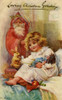 Little Girl With Presents  Watched By Santa Claus Poster Print By Mary Evans Picture Library/Peter & Dawn Cope Collection - Item # VARMEL10508139