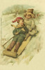 Two Children On A Sleigh In The Snow Poster Print By Mary Evans Picture Library/Peter & Dawn Cope Collection - Item # VARMEL10508592