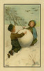 Two Children With A Large Snowball Poster Print By Mary Evans Picture Library/Peter & Dawn Cope Collection - Item # VARMEL10508449