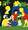 Art Deco Style Mother & Children With A Dog Poster Print By Mary Evans Picture Library/Peter & Dawn Cope Collection - Item # VARMEL10514362