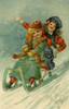 Young Couple On A Sled Poster Print By Mary Evans Picture Library / Peter & Dawn Cope Collection - Item # VARMEL10903962