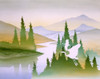 Scenery With Mountains  Lake And Trees Poster Print By Malcolm Greensmith ® Adrian Bradbury/Mary Evans - Item # VARMEL10271327