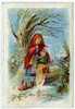 Xmas Card. Girl & Child On A Yule Log Poster Print By Mary Evans Picture Library/Peter & Dawn Cope Collection - Item # VARMEL10582428