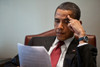 President Barack Obama Reads A Document In The Outer Oval Office As He Prepares For A Press Conference With Prime Minister Stephen Harper Of Canada Feb. 4 2011. History - Item # VAREVCHISL025EC168