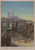 World War 1 Battle Of Verdun. French Poster Shows Soldiers Marching Beside A River And Over A Bridge Into A Ruined Verdun. 1919. History - Item # VAREVCHISL044EC106