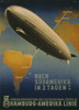 Three Days To South America Hamburg-America Line. Travel Poster Promoting Graf Zeppelin Route From Friedrichshafen To Buenos Aires. 1937. History - Item # VAREVCHISL040EC517