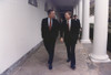 President George H.W. Bush Walks Along The West Wing Colonnade With His Vice-President Dan Quayle. Ca. 1990. History - Item # VAREVCHISL029EC141