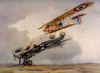 World War I Air Battle With French Farman Biplane Attacking German Rumpler Taube Monoplane Piloted By Hpt. Fritz Von Falkennayn History - Item # VAREVCH4DWOWAEC042