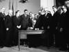 Lbj'S Great Society Programs. President Lyndon Johnson Signing The Clean Air Act. Others Present Include Sec. Arthur Goldberg History - Item # VAREVCHISL033EC155