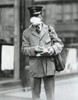 Spanish Flu Epidemic 1918-1919 In America. Letter Carrier In New York City Wearing A Gauze Mask To Avoid Catching Influenza. Oct. 16 History - Item # VAREVCHISL043EC493