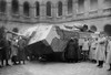 World War 1 Tanks. Camouflaged French Saint-Chamond Tank On Display. It Had A Long Body With A Lot Of The Vehicle Projecting Forward Of The Short Caterpillar Tracks. Ca. 1917-8 History - Item # VAREVCHISL043EC957